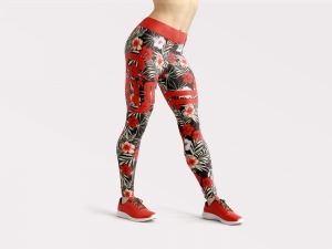 Red Tropical Flower Tights